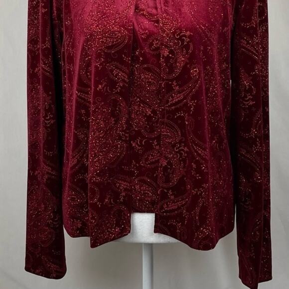 R & K Evening Metallic Red Velvet Cardigan & Camisole Set NWOT Size 12 - Picture 4 of 15